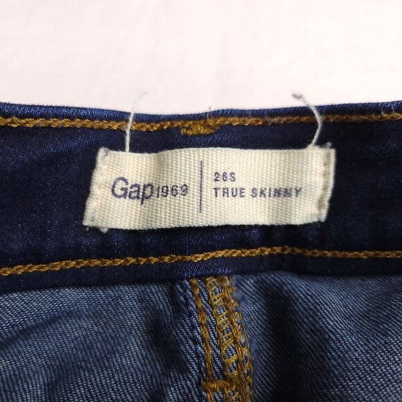 Gap 1969 Womens True Skinny Jeans 26 Short Mid Rise Dark Wash Stretch - Picture 7 of 8